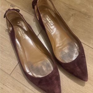 Aquazzura Dark Red Suede Flats 7